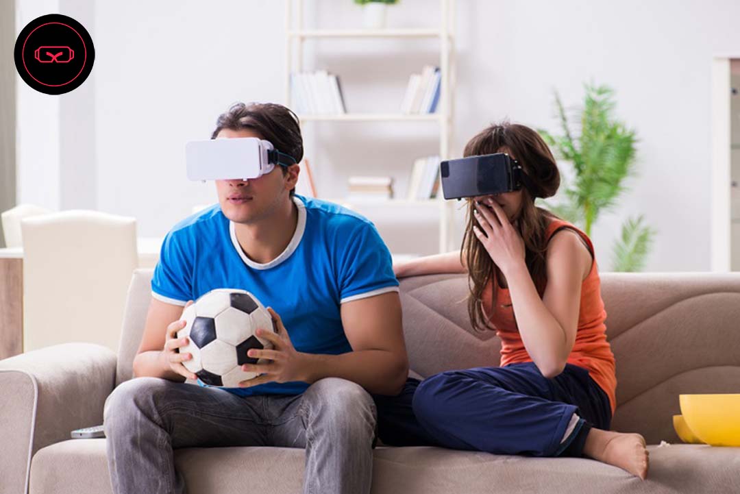 Image of a family wearing VR headset and holding a ball